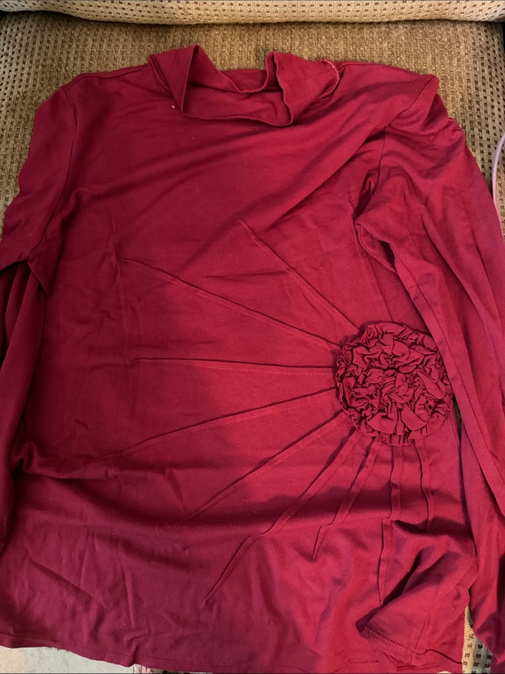 Elegant Deep Red Long Sleeve Top
